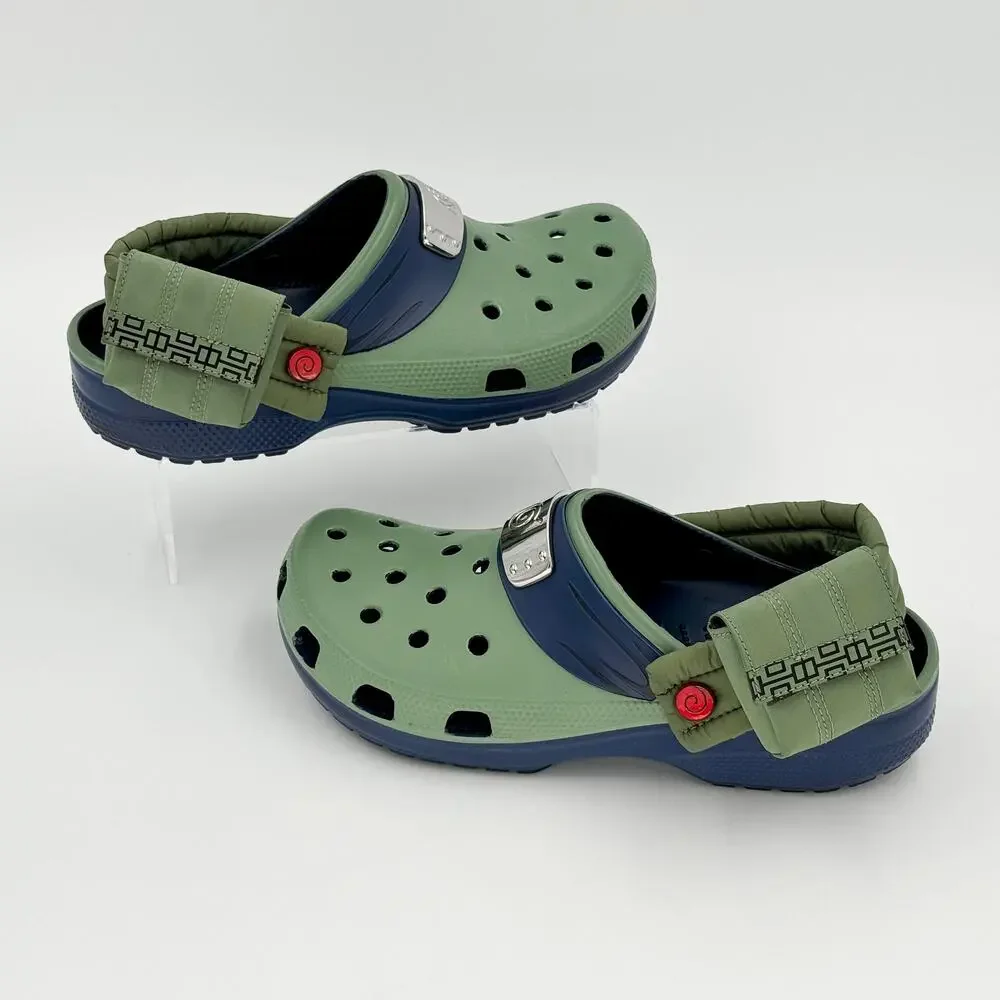Crocs x Naruto Shippuden Kakashi Clogs M9 W11 Green Blue Jibbitz Charms Anime